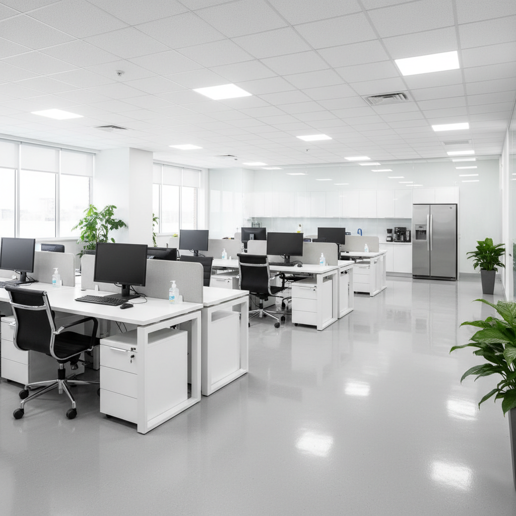 Spotless disinfected commercial facility after deep-clean service