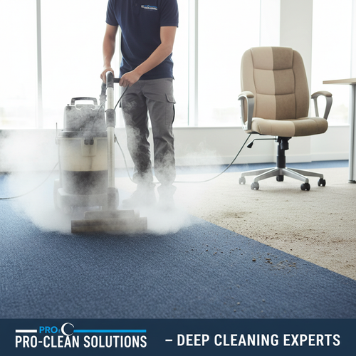 Professional carpet deep cleaning with steam cleaner