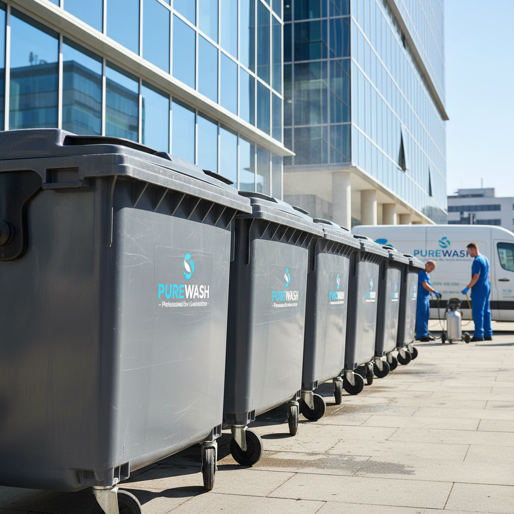 Clean sanitized commercial waste bins