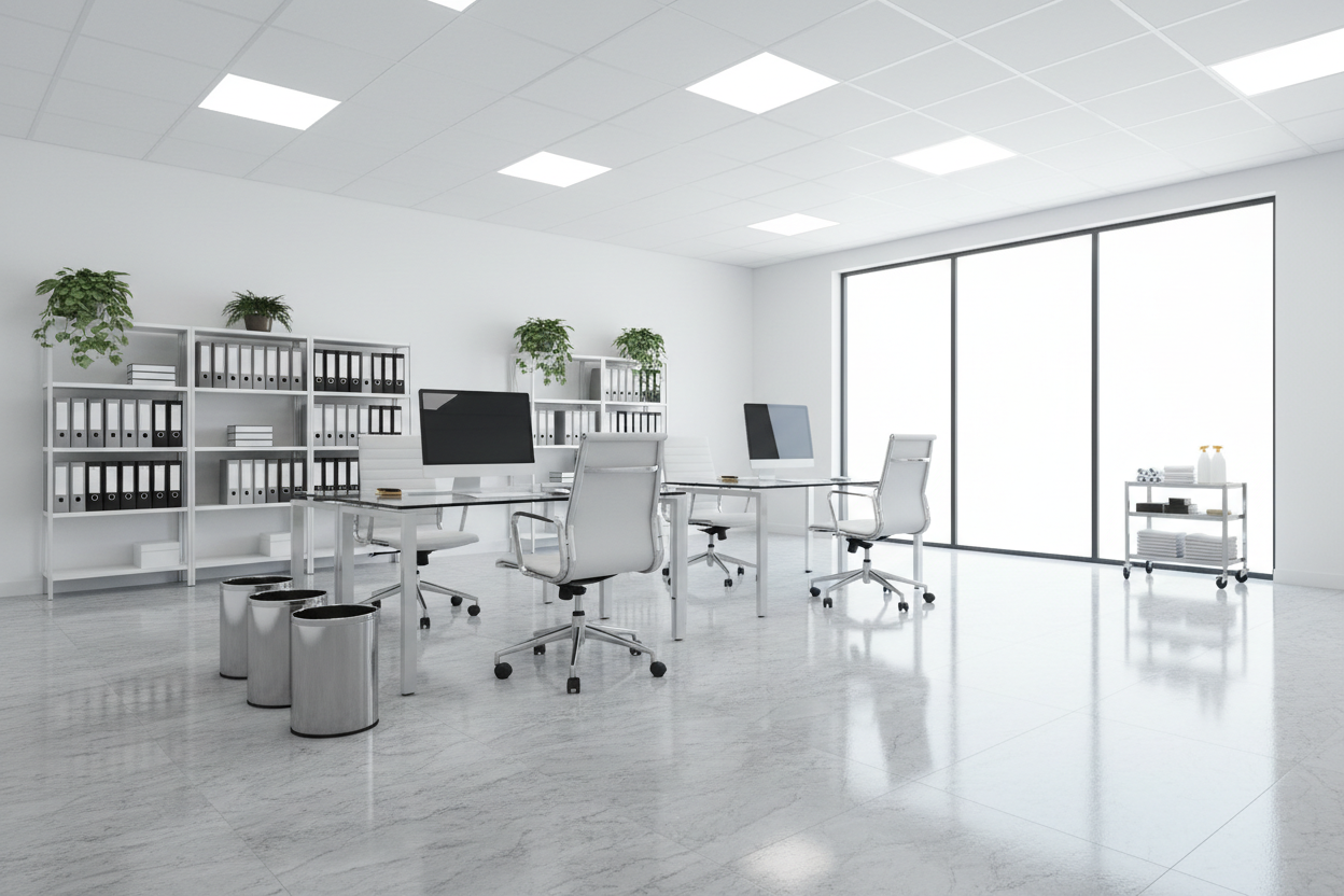 Clean organized office room after professional janitorial service