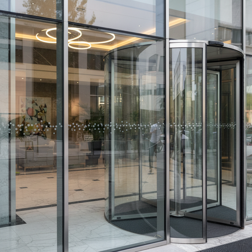 Sparkling clean lobby glass entryway